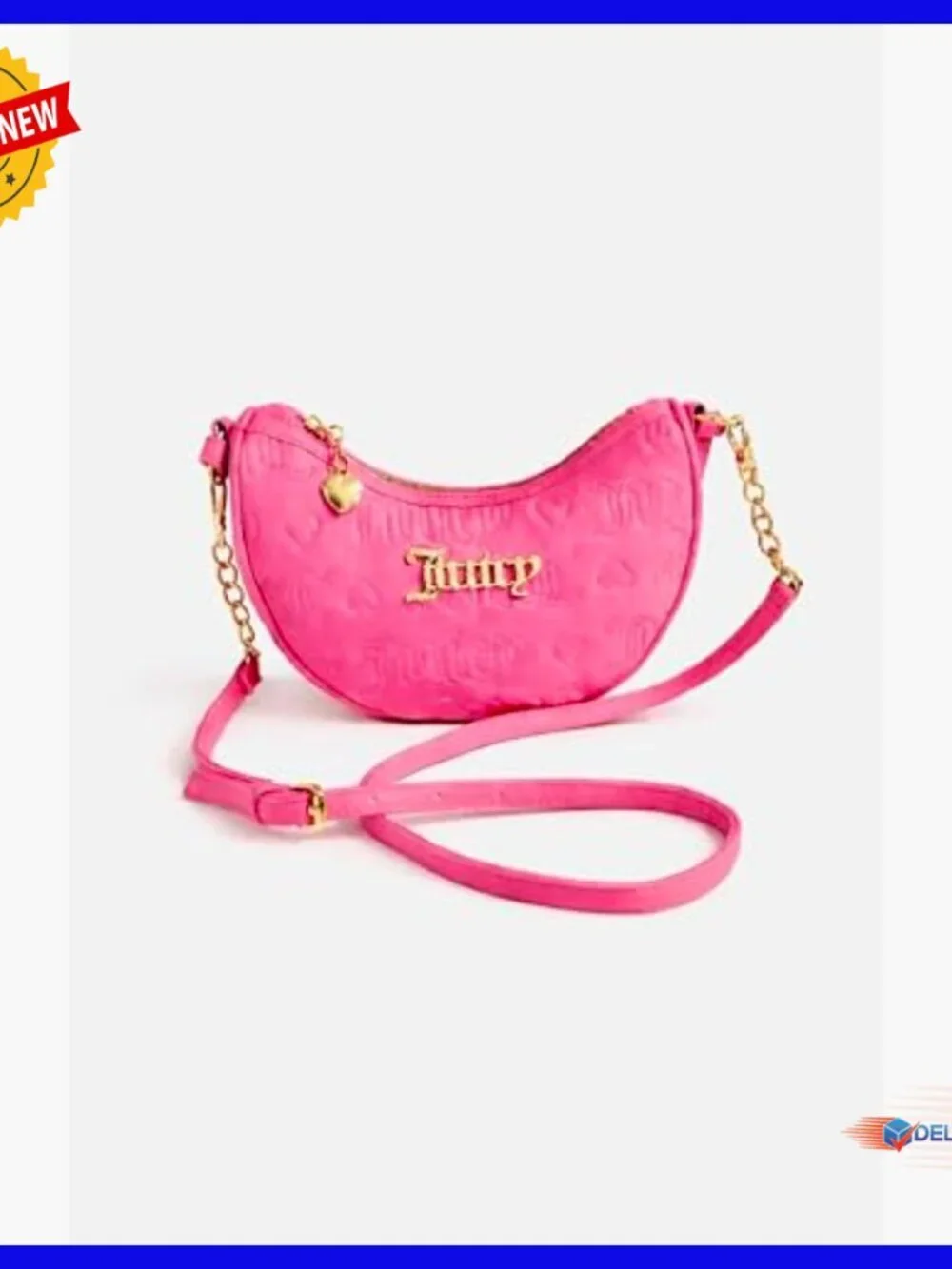 Mini Hobo Bag with Adjustable Crossbody Strap, Gold Hardware, Embossed Logo